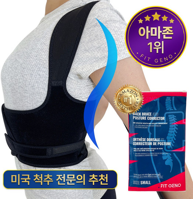 [미국 척추 전문의가 만든] FIT GENO 4중 지지대 바른 자세 교정 밴드, 1개