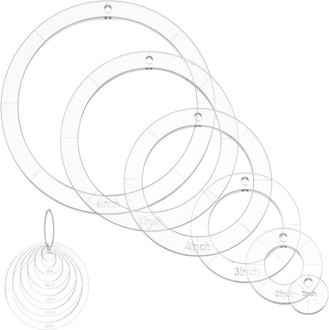 아크릴 하트 퀼팅 스텐실 템플릿 세트 재봉 펀치 도구 수예 DIY, 원형_round, 1세트
