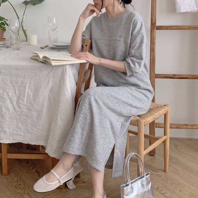 노나네 여름 루즈핏 롱원피스 반팔 빅사이즈 55~99 체형커버 데일리 홈웨어 임부복 원피스
