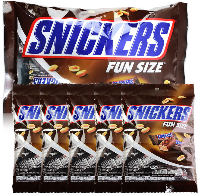 마즈 스니커즈 미니 초코바 대용량 1.3kg(500g + 160g 5개) 초콜릿 간식 MARS 펀사이즈, 1개