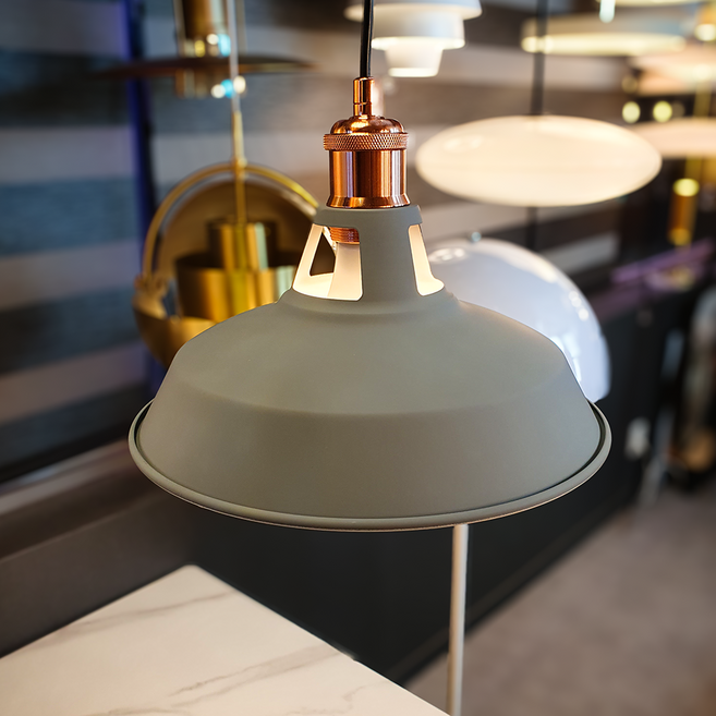 라이트토핑 식탁등 led 식탁조명 펜던트조명 고급 빈티지 갓 조명 전구포함, 그레이(전구색램프)