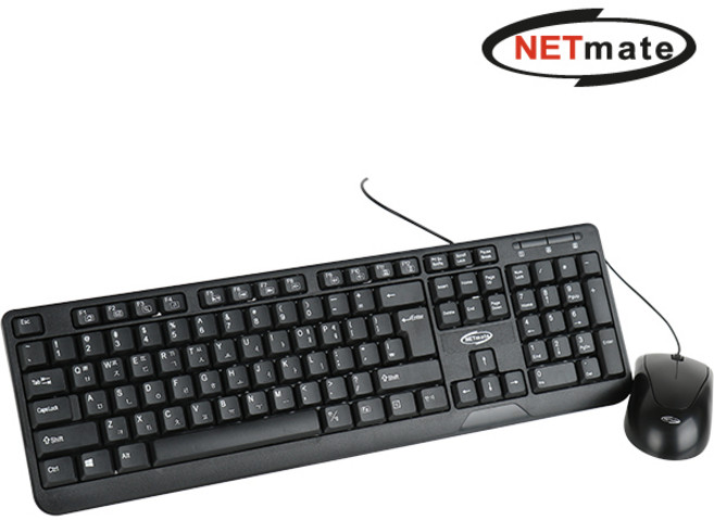 강원전자 넷메이트 NM-KMS01 USB 유선 키보드 마우스 세트, 블랙, KMS01