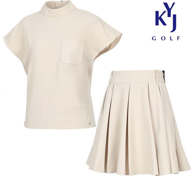 [김영주골프] 봄여름 셋업 모크넥티 플리츠 큐롯 여성 골프 스커트 세트 DPMLSE16