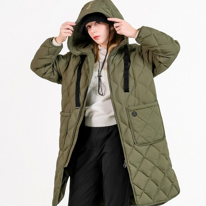 V-SEASON 여성 골프 덕다운 오리털 퀄팅 롱 사파리점퍼 90~100 텐즈다운롱사파리_VWPD542SF