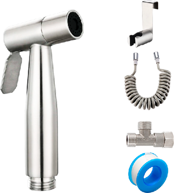免打孔快速安裝、強力增壓、多功能清潔, D.不鏽鋼噴頭伸縮管組(附馬桶掛架), DIY