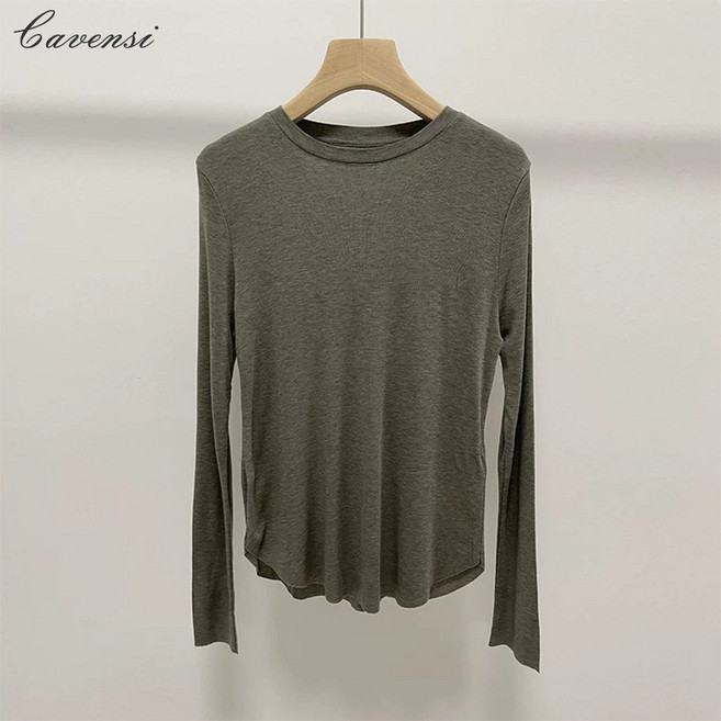 Cavensi 圓弧下擺薄長袖上衣