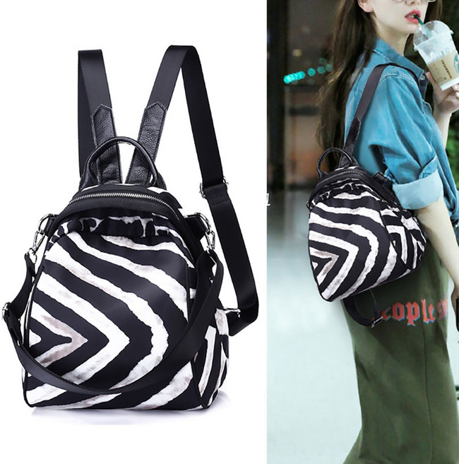 YUMDE 모던 여성 미니 백팩 지브라 나일론 방수의 가방