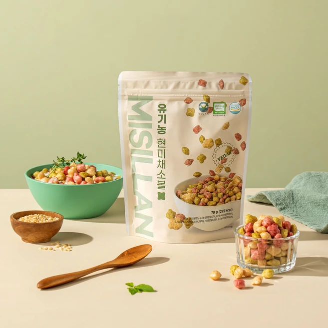 [미실란] 유기농 현미채소볼(비건 시리얼), 1개, 70g - 쿠팡