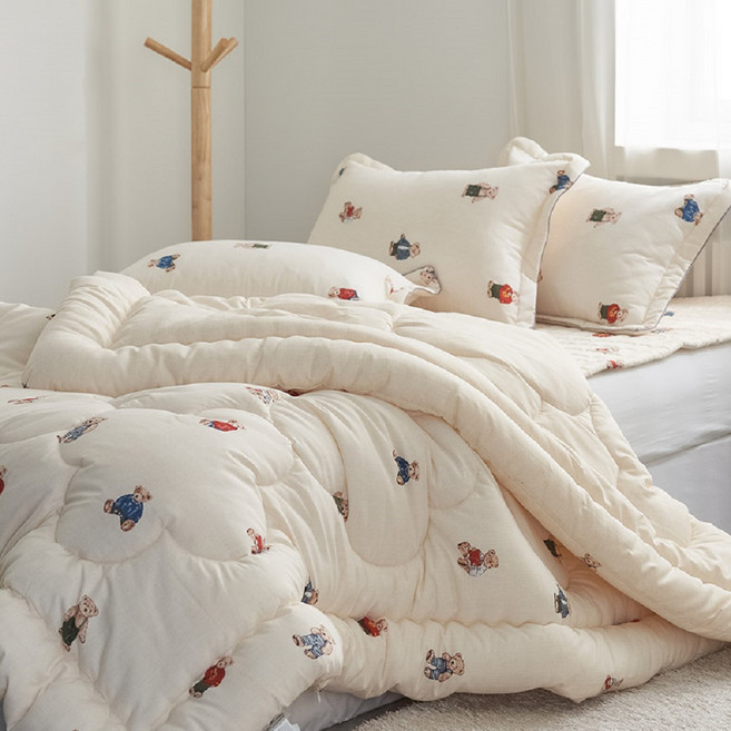 곰돌이 싱글 차렵이불 패드 베개커버 단품 세트