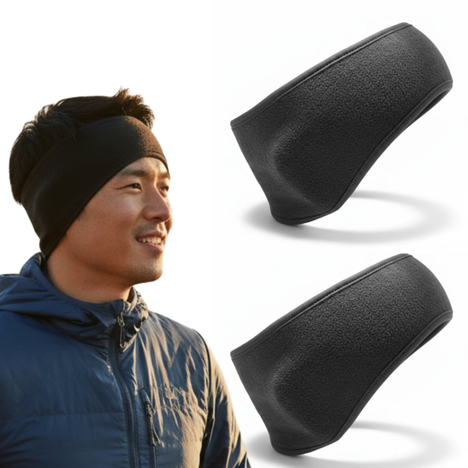 페어넥스 스포츠 기능성 방한 귀마개 헤어밴드, 2개, 블랙