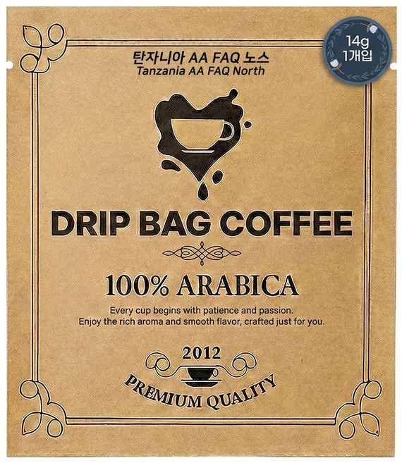 (갓볶은 드립백 원두커피) 탄자니아 AA FAQ 노스 워시드, 14g, 3개, 1개입