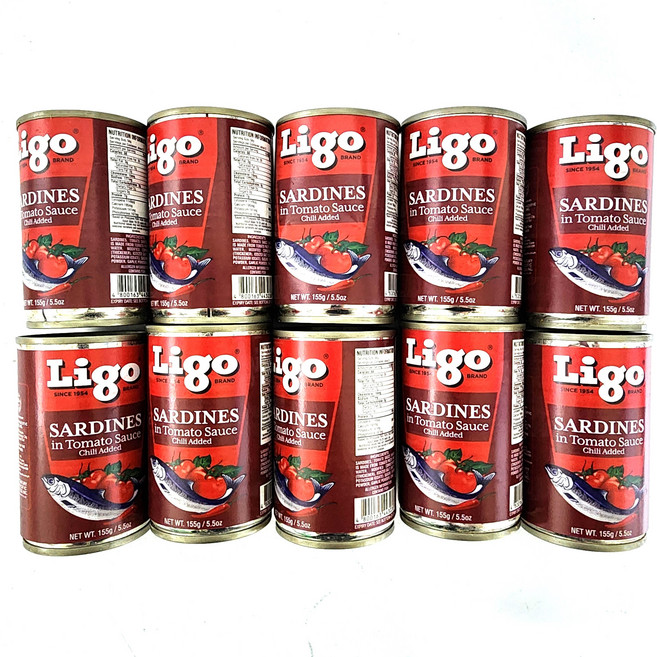 정어리 통조림 Ligo SARDINES in tomato sauce Chili Added, 10개, 155g