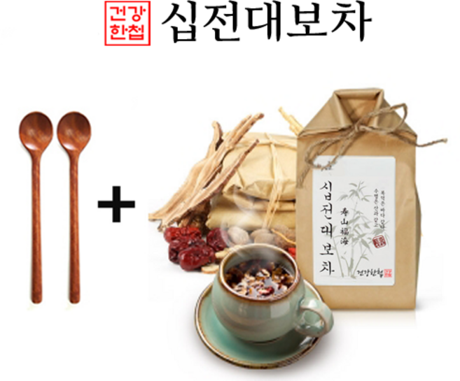 건강한첩 십전대보차 + 티스푼2P 한방차 재료 건강차 전통차, 105g, 1개, 1개입
