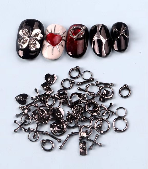 펑크 레트로 네일 3D 파츠, 1개, black