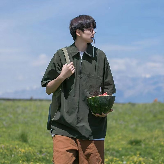 ANYOU 남성 여름 반팔 남자 오버핏 반팔티 남자반팔 여성 루즈핏 반팔티 커플 반팔 티셔츠