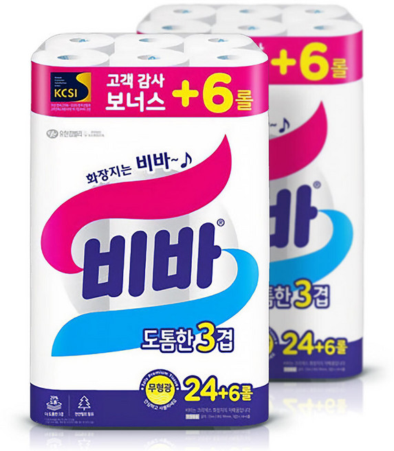 유한킴벌리 화장지 비바 도톰한3겹 25m(24+6롤) x3팩, 1개