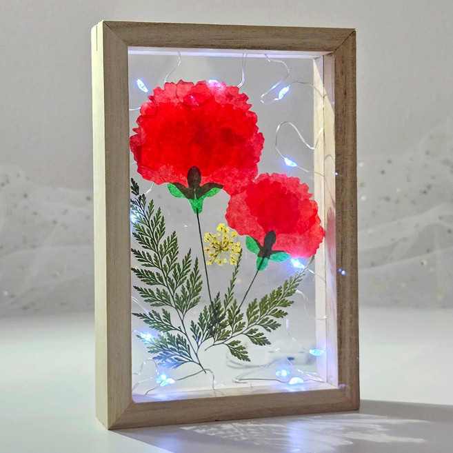 카네이션 DIY LED 우드 프레임 투명 아크릴 액자 / 어버이날 스승의날, 1개