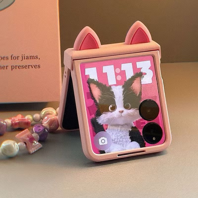 입체 고양이귀 갤럭시 z플립5/6/7 힌지 케이스