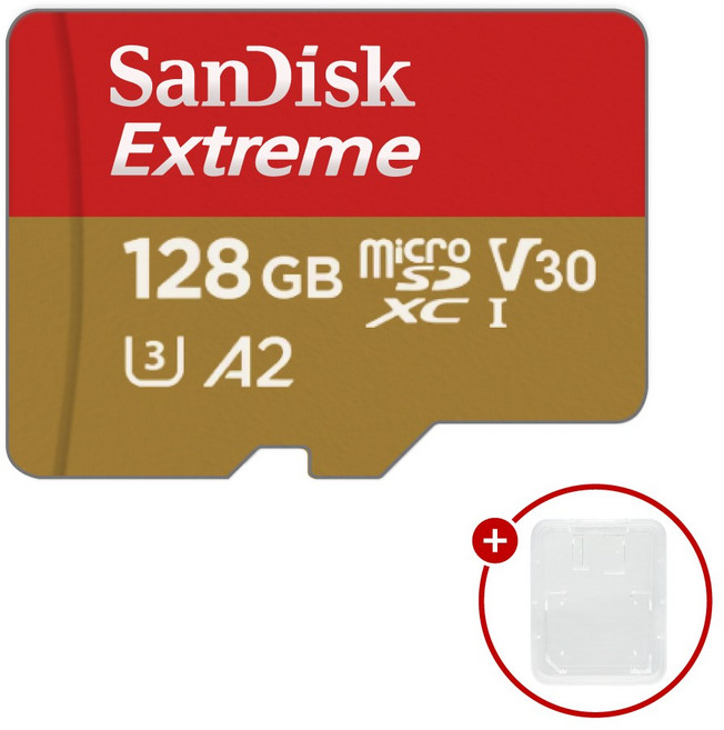 샌디스크 마이크로SD카드 Extreme 익스트림 SDSQXA + SD카드 케이스, 1개, 128GB