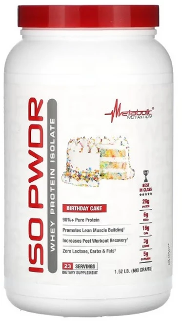 메타볼릭 뉴트리션 Iso Pwdr 웨이 프로틴 아이솔레이트 분리유청단백질 생일 케이크 맛 690g (1.52lb), 1개 - 쿠팡