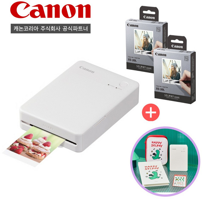 캐논공식파트너 캐논 포토프린터 SELPHY QX20/전용인화지(40매)/파우치패키지, 화이트