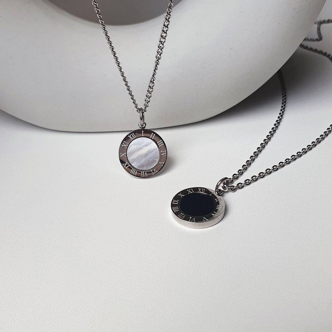 써지컬스틸 자개 오닉스 남자 여자 체인 긴 목걸이