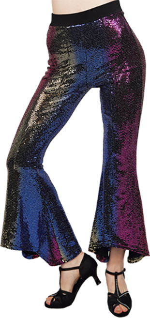 팔색조댄스 스포츠댄스복 미러볼 언발란스 와이드 나팔 바지, 핑크(PINK)