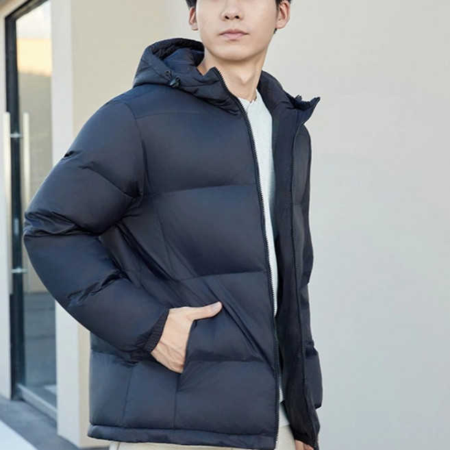 투니스 스타일리시 심플 단색 긴소매 후드 코튼 패딩 점퍼