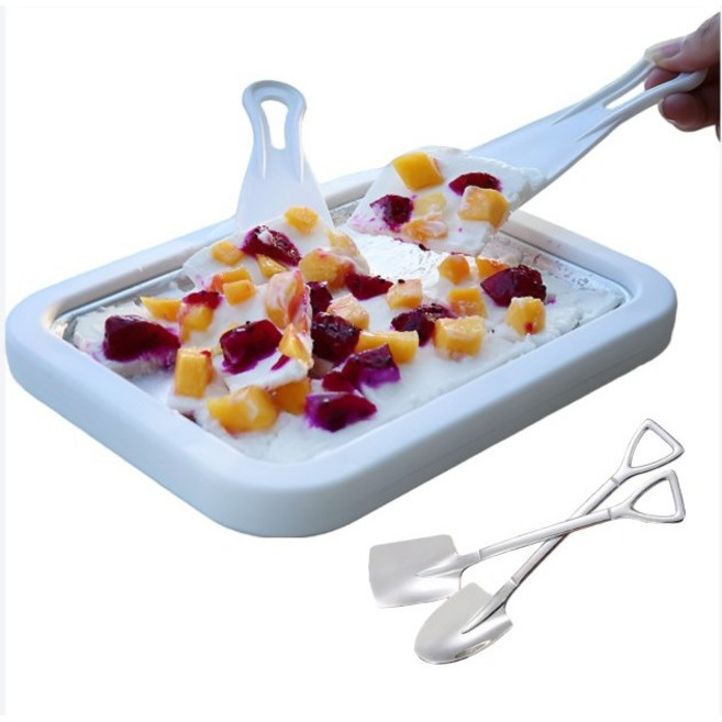 루나온 철판 아이스크림 메이커 삽스푼 2종 세트 집콕놀이 아이스롤 만들기, 1개, 오프화이트