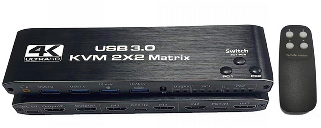易控王 4K 2x2HDMI KVM矩陣 2進2出 2台電腦共享2台顯示器 USB3.0, 1個, 40-116-05-03