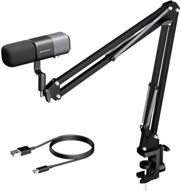 NearStream AM20X XLRUSB 콘덴서 마이크 조절 가능한 붐 암 스탠드 포함 게인 조절노이즈 캔슬링플러그 앤 플레이 PCMacPS4PS5 호환 팟캐스트라이브 스트림, AM20X Condenser Mic with Boom, 1개