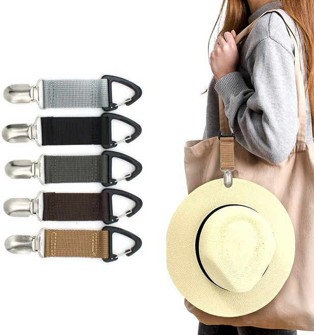 여행용 분실방지 가방집게 클립 1+1 / 모자클립 모자걸이 클립홀더 키링 집게걸이 스트랩, 1개, 블랙