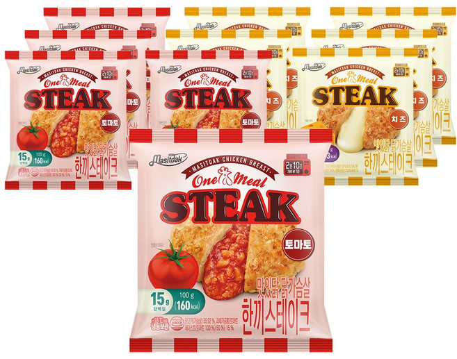 [랭킹닭컴] 맛있닭 닭가슴살 한끼 스테이크 03_혼합 10팩 구성, 1세트, 100g