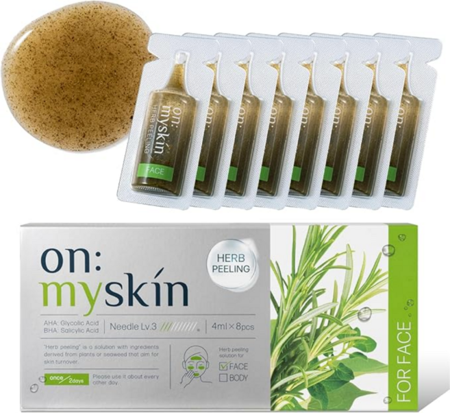 [해외] 온마이스킨 onmyskin 페이스용 마이크로니들 허브 필링 세럼, 4ml, 8개