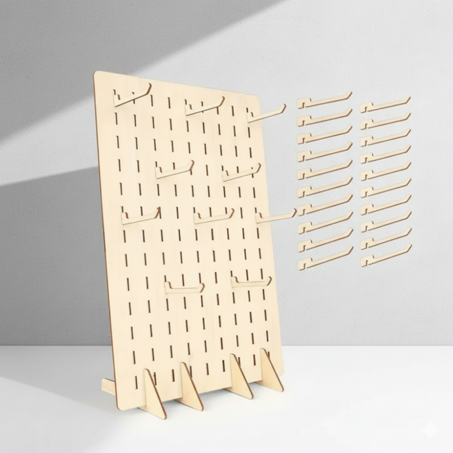 살림마루 우드 타공판 스텐드형 플리마켓 진열대, 1개, 오리지널