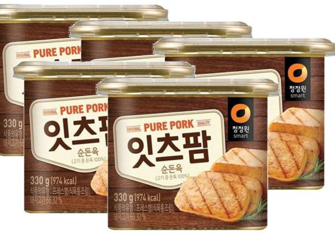 청정원 잇츠팜 순돈육 캔햄, 330g, 5개