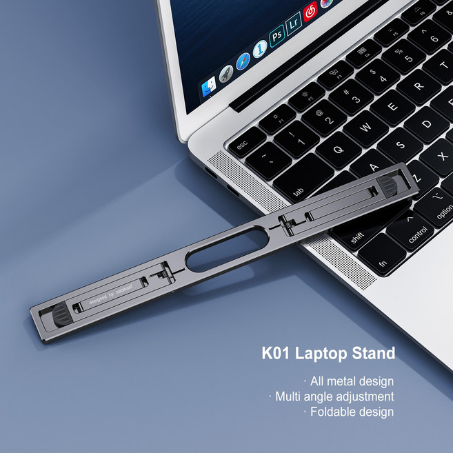 나바 K01 휴대용 미니 슬림 접이식 메탈 노트북 거치대, 회색, 1개