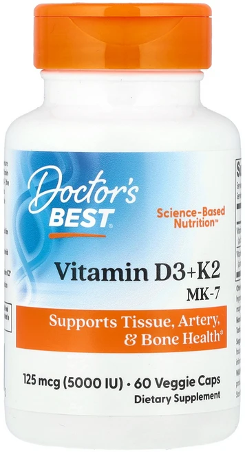 닥터스 베스트 Doctor's Best 비타민D3 + K2 MK-7 베지 캡슐 60정120611원산지:기타, 닥터스 베스트 Doctor's Best, 비타민D3 +, 1, 60정 - 쿠팡