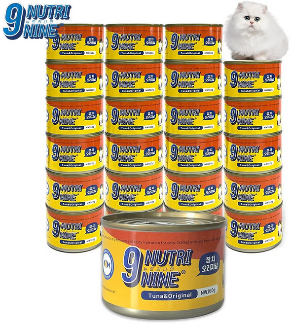 노엘캣 뉴트리나인 고양이 습식 참치캔 캔사료 습식사료 기호성 좋은 영양간식 부드러운 고양이캔, 160g, 24개, 오리지널