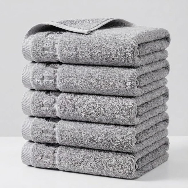 융풍 수건 호텔수건 60수 고급수건 절묘한 편지 자수 타올, 연회색 타월, 5개