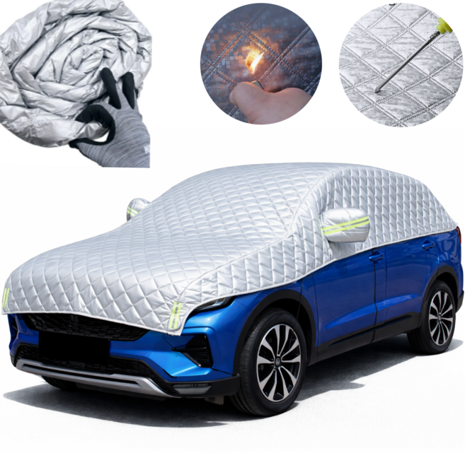 글로리존 자동차 보호 하프 커버 성애 방지 열차단 보온 덮개, 5 알루미늄기모(고급형), SUV용(5.6 x 2.65m), 1개