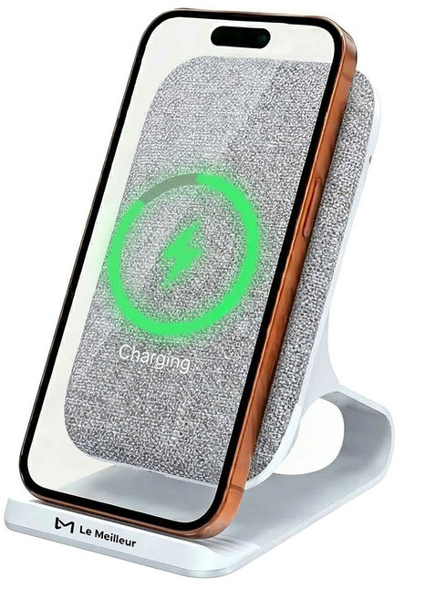 르메이어 초고속 무선충전기 스탠드 거치대 탁상용 20W 듀얼코일 오브제, 그레이