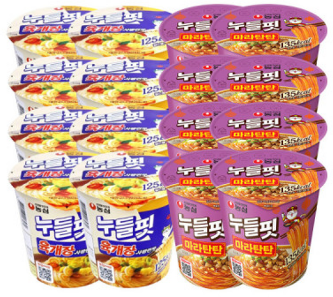 농심 누들핏 육개장사발면맛 8개 + 마라탄탄 8개 (총 16개)