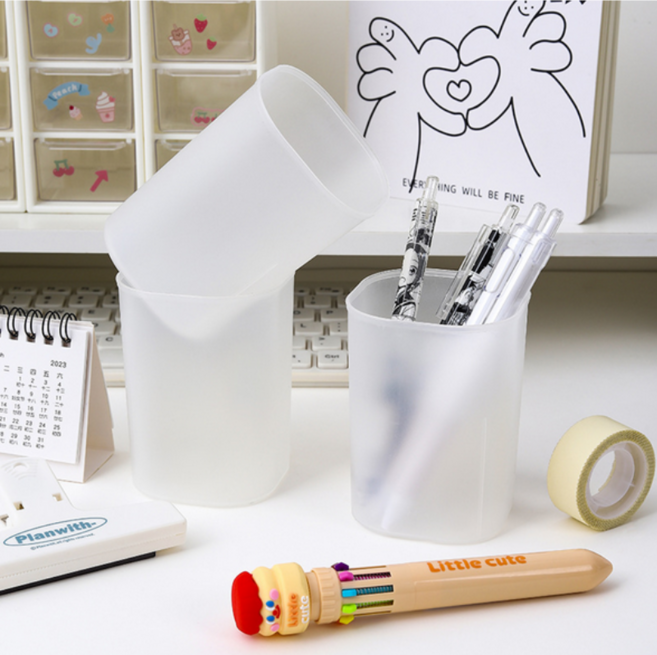 심플 반투명 플라스틱 펜홀더, 화이트, 5개