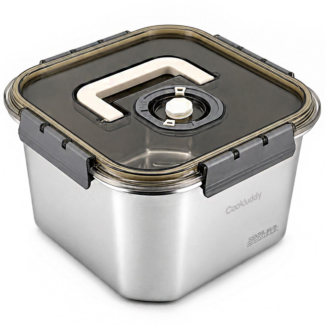 5위 - CookBuddy 무연마제 304 스텐 김치통 밀폐 손잡이형 수동 에어밸브, 1개, 5.5L
