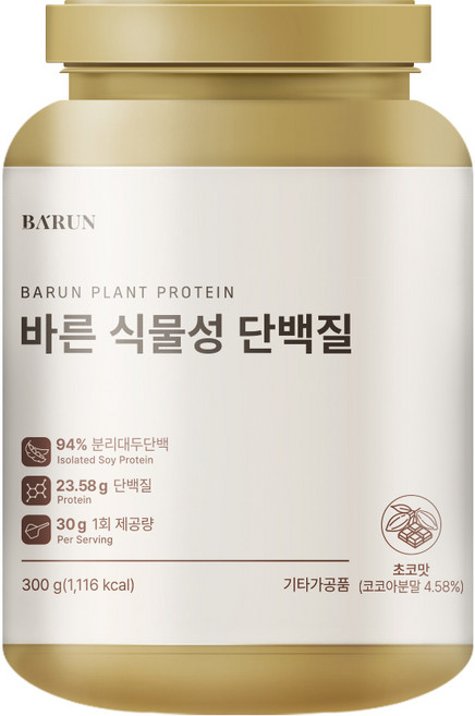 바른 식물성 단백질 프로틴 유당 콜레스테롤 제로, 300g, 1개