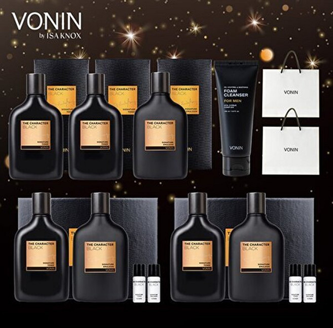 보닌 *더 캐릭터 블랙 남성 기초 세트(스킨+에멀젼 3세트 + 스킨 1개 폼클렌져 1개), 크기 없음/일반