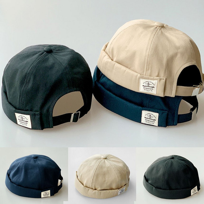 이코마켓 봄 여름 가을 겨울 사계절 코튼 라벨 대두 빅사이즈 숏비니 남자 와치캡 챙없는모자 레옹비니