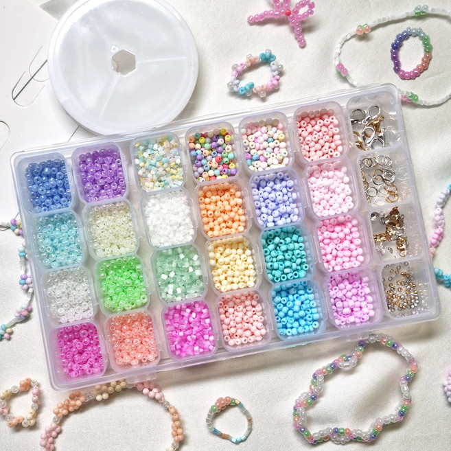 리니팜 시그니처 비즈 공예 세트 키링 팔찌 만들기 DIY, 톤컬러 파스텔 캔디, 1세트