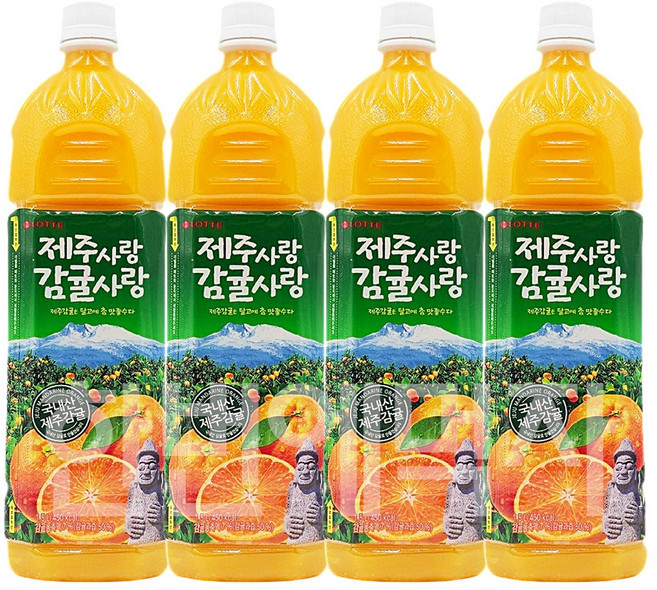 롯데 델몬트 제주사랑 감귤사랑, 1.5L, 4개